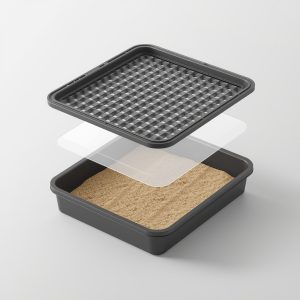 Cấu tạo khay vệ sinh cho chó dùng cát nhiều lớp