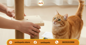 rắc catnip thu hút mèo sau khi lắp bàn cào móng